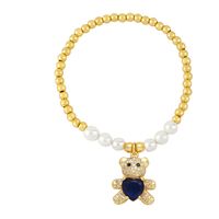 Cute Bear Heart Shape Imitation Pearl Copper Beaded Plating Inlay Zircon Women's Bracelets main image 3