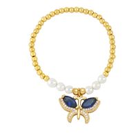 Ins Style Butterfly Imitation Pearl Copper Beaded Plating Inlay Zircon Women's Bracelets main image 2