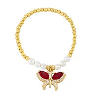 Ins Style Butterfly Imitation Pearl Copper Beaded Plating Inlay Zircon Women's Bracelets main image 6