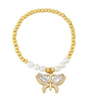 Ins Style Butterfly Imitation Pearl Copper Beaded Plating Inlay Zircon Women's Bracelets main image 5