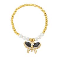 Ins Style Butterfly Imitation Pearl Copper Beaded Plating Inlay Zircon Women's Bracelets main image 4
