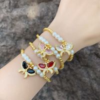 Ins Style Butterfly Imitation Pearl Copper Beaded Plating Inlay Zircon Women's Bracelets main image 1