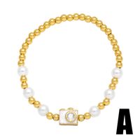 Baroque Style Camera Smiley Face Baroque Pearls Copper Beaded Plating Inlay Zircon 18k Gold Plated Women's Bracelets main image 8