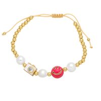 Baroque Style Camera Smiley Face Baroque Pearls Copper Beaded Plating Inlay Zircon 18k Gold Plated Women's Bracelets main image 2