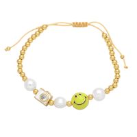 Estilo Barroco Cámara Cara Sonriente Perlas Barrocas Cobre Con Cuentas Enchapado Embutido Circón Chapado En Oro De 18 Quilates. Mujeres Pulsera main image 5