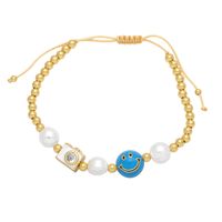 Estilo Barroco Cámara Cara Sonriente Perlas Barrocas Cobre Con Cuentas Enchapado Embutido Circón Chapado En Oro De 18 Quilates. Mujeres Pulsera main image 4