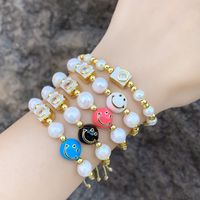 Baroque Style Camera Smiley Face Baroque Pearls Copper Beaded Plating Inlay Zircon 18k Gold Plated Women's Bracelets main image 1