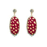 Wholesale Jewelry 1 Pair Artistic Geometric Alloy Artificial Leather Rhinestones Gold Plated Drop Earrings main image 2