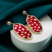 Wholesale Jewelry 1 Pair Artistic Geometric Alloy Artificial Leather Rhinestones Gold Plated Drop Earrings main image 4