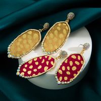 Wholesale Jewelry 1 Pair Artistic Geometric Alloy Artificial Leather Rhinestones Gold Plated Drop Earrings main image 1