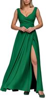 Women's Party Dress Elegant V Neck Thigh Slit Sleeveless Solid Color Maxi Long Dress Banquet main image 2