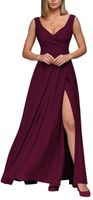 Women's Party Dress Elegant V Neck Thigh Slit Sleeveless Solid Color Maxi Long Dress Banquet main image 5