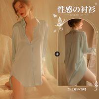 Solid Color Turndown Imitated Silk Polyester Comfort Breathable Sexy Nightgowns sku image 19