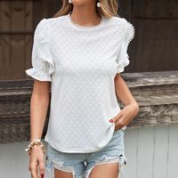 Women's T-shirt Short Sleeve T-shirts Jacquard Elegant Solid Color sku image 1