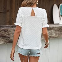 Women's T-shirt Short Sleeve T-shirts Jacquard Elegant Solid Color main image 4