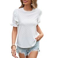 Women's T-shirt Short Sleeve T-shirts Jacquard Elegant Solid Color main image 2