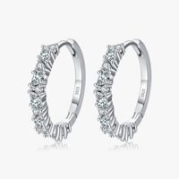 1 Pair Simple Style Solid Color Sterling Silver Plating Inlay Zircon Rhodium Plated Earrings main image 3