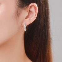 1 Pair Simple Style Solid Color Sterling Silver Plating Inlay Zircon Rhodium Plated Earrings main image 4