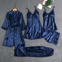 Women's Sexy Solid Color Imitated Silk Polyester Shorts Sets Pants Sets main image 4