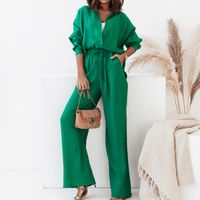 Women's Elegant Solid Color Polyester Pants Sets main image 3