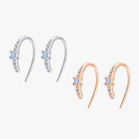 1 Pair Simple Style Solid Color Sterling Silver Plating Inlay Zircon Rose Gold Plated Rhodium Plated Earrings main image 3