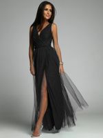 Sexy Solid Color V Neck Sleeveless Slit Spandex Polyester Maxi Long Dress Swing Dress main image 5
