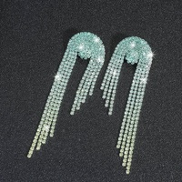 1 Pair Shiny Tassel Rhinestone Inlay Crystal Silver Plated Women's Drop Earrings sku image 8