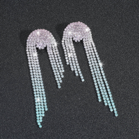 1 Pair Shiny Tassel Rhinestone Inlay Crystal Silver Plated Women's Drop Earrings sku image 9
