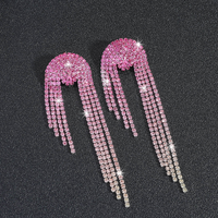 1 Pair Shiny Tassel Rhinestone Inlay Crystal Silver Plated Women's Drop Earrings sku image 7