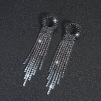1 Pair Shiny Tassel Rhinestone Inlay Crystal Silver Plated Women's Drop Earrings sku image 5
