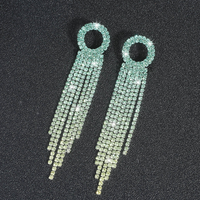 1 Pair Shiny Tassel Rhinestone Inlay Crystal Silver Plated Women's Drop Earrings sku image 6
