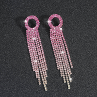 1 Pair Shiny Tassel Rhinestone Inlay Crystal Silver Plated Women's Drop Earrings sku image 2