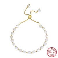 Elegant Geometric Freshwater Pearl Sterling Silver Beaded Bracelets sku image 1