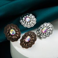 Glam Baroque Style Flower Alloy Plating Inlay Glass Silver Plated Women's Ear Studs main image 1