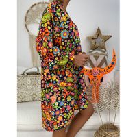 Women's Regular Dress Ethnic Style V Neck Printing Long Sleeve Printing Above Knee Daily main image 3