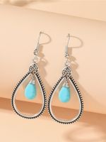 Wholesale Jewelry 1 Pair Bohemian Water Droplets Alloy Turquoise Drop Earrings main image 2