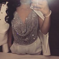 Women's Eyelet Top Tank Tops Sequins Vacation Sexy Solid Color main image 1