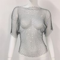 Women's Eyelet Top Long Sleeve T-shirts Hollow Out Sexy Sparkly sku image 1