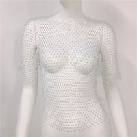 Women's Eyelet Top Long Sleeve T-shirts Hollow Out Sexy Sparkly sku image 2