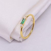 Simple Style Rectangle Sterling Silver Inlay Zircon Rings sku image 1