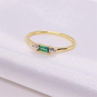 Simple Style Rectangle Sterling Silver Inlay Zircon Rings main image 1