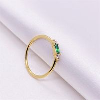 Simple Style Rectangle Sterling Silver Inlay Zircon Rings main image 2