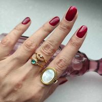 Lady Streetwear Geometric Copper Plating Inlay Opal Open Rings main image 5