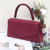 Red Wine Red Khaki Flannel Solid Color Square Clutch Evening Bag main image 2