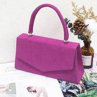 Red Wine Red Khaki Flannel Solid Color Square Clutch Evening Bag sku image 8