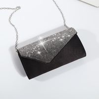 Pu Leather Rhinestone Color Block Square Evening Bags main image 4