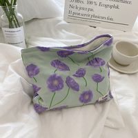 Women's All Seasons Canvas Corduroy Flower Vintage Style Square Zipper Cosmetic Bag sku image 22