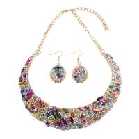 Bohemian Multicolor Alloy Inlay Artificial Gemstones Rhinestones Women's Jewelry Set sku image 1