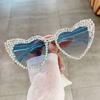 Cute Heart Shape Resin Special-shaped Mirror Diamond Frameless Women's Sunglasses main image 5