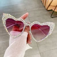 Cute Heart Shape Resin Special-shaped Mirror Diamond Frameless Women's Sunglasses main image 1